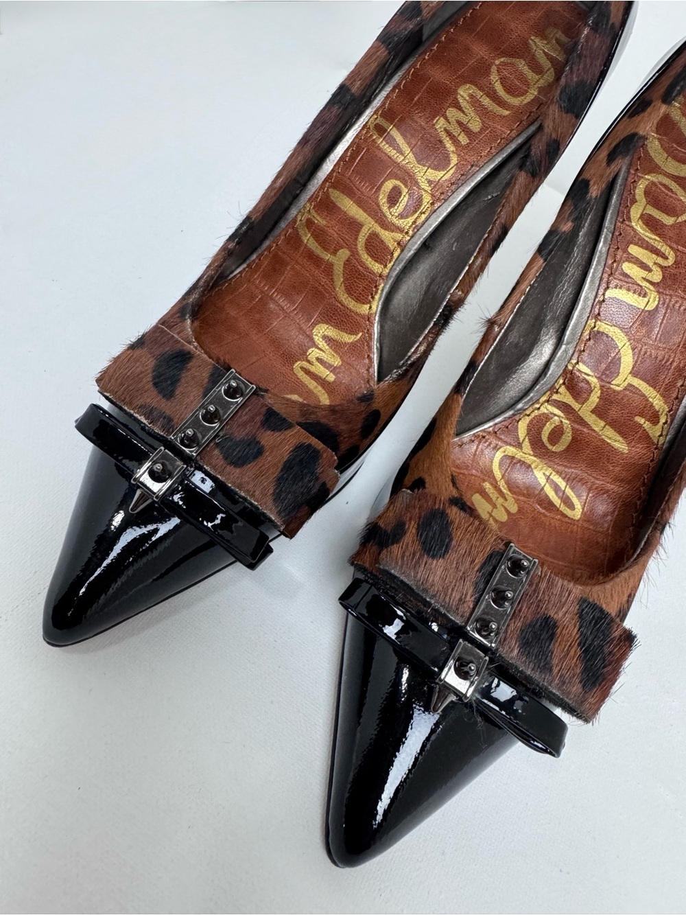 NEW Sam Edelman Leopard Haircalf Pointed Toe Pumps in Brown and Black